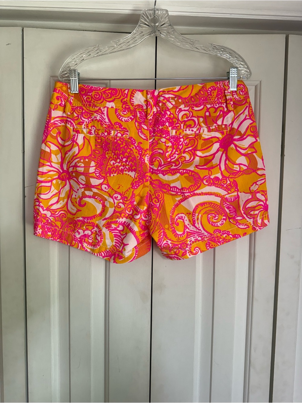 Lilly Pulitzer Women’s Callahan Yellow Sea and Be Seen Pink Orange Shorts Size 8 - Picture 2 of 6